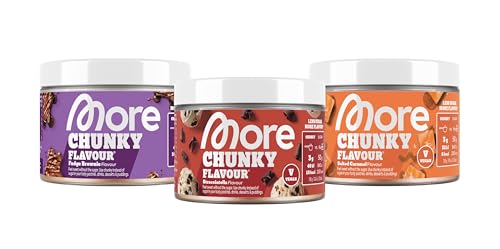 MORE NUTRITION Chunky Flavour, 3er Bundle, 3 x 150 g, Fudge Brownie, Salted Caramel, Stracciatella, Geschmackspulver zum Süßen, ohne viel Zucker und Kalorien, mit Inulin und Laktase von MORE NUTRITION