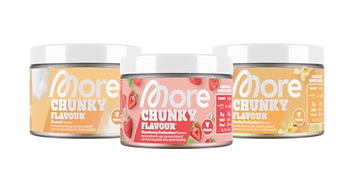 MORE NUTRITION Chunky Flavour, 3er Bundle, 3 x 150 g, Geschmacksneutral, Vanilla Perfection, Strawberry Perfection, Geschmackspulver zum Süßen, ohne viel Zucker und Kalorien, mit Inulin und Laktase von MORE NUTRITION