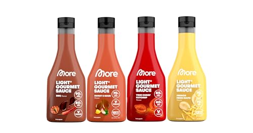 MORE Light Gourmet Sauce, mixed 4er Bundle, 4 x 285 ml, kalorienreduzierte Soße, ohne Zuckerzusatz und unnötigem Fett (Sorten können variieren) von MORE NUTRITION