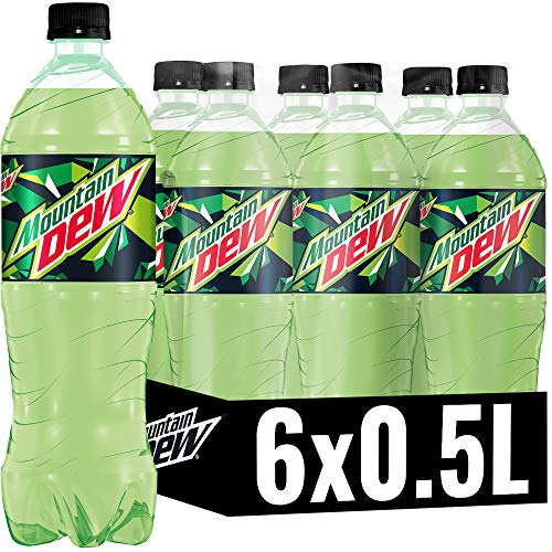 Mountain Dew Regular, Koffeinhaltige Limonade mit Lemon-Lime-Geschmack, das Kultgetränk aus den USA EINWEG (6 x 0.5 l) von Mountain Dew