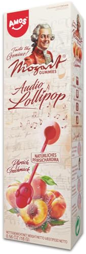 Mozart Gummies Audio Lollipop - spielt beim Lutschen Eine Kleine Nachtmusik - zuckerfreier Lutscher mit Pfirsich-Geschmack von MOZART GUMMIES