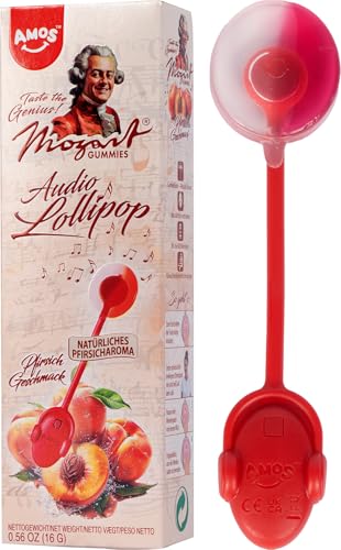 Mozart Gummies Audio Lollipop - spielt beim Lutschen Eine Kleine Nachtmusik - zuckerfreier Lutscher mit Pfirsich-Geschmack von MOZART GUMMIES