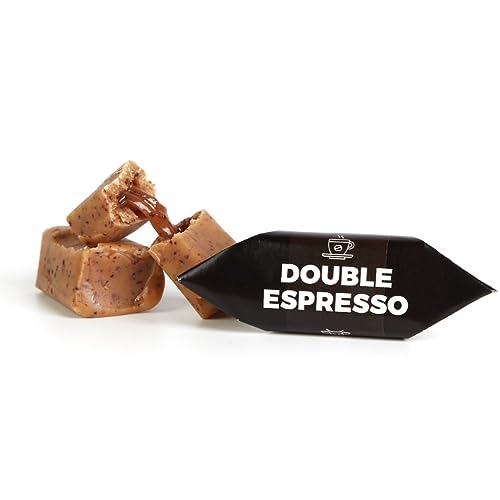 Traditionelle Karamellbonbons - Handgefertigt & Frisch Fudge - Geschmack: Double Espresso - Mr Fudgesto Süßigkeiten aus Karamell - Kuhbonbon - Box 250 g von MR FUDGESTO Artisan Delicacies