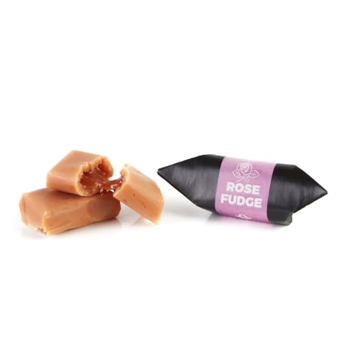 Traditionelle Karamellbonbons - Frisch Fudge - Geschmack: Rosen-Fudge - Mr Fudgesto Süßigkeiten aus Karamell - Kuhbonbon - Box 250 g von MR FUDGESTO Artisan Delicacies