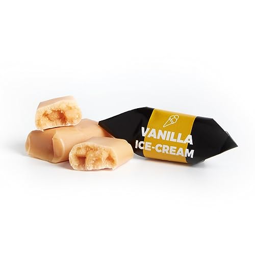 Traditionelle Karamellbonbons - Handgefertigt & Frisch Fudge - Geschmack: Vanilleeis - Mr Fudgesto Süßigkeiten aus Karamell - Kuhbonbon - Box 250 g von MR FUDGESTO Artisan Delicacies