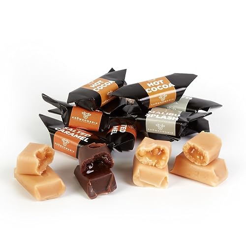 Traditionelle Karamellbonbons - Handgefertigt & Frisch Fudge - Mix|Original|Gesalzenes Karamell|Malibu|Kakao - Mr Fudgesto Süßigkeiten - Kuhbonbon - Groß Box 1,5 kg von MR FUDGESTO Artisan Delicacies