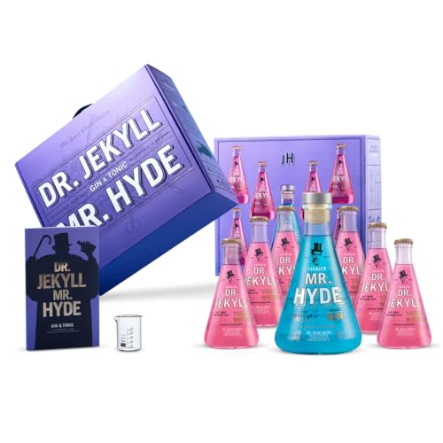 Dr. Jekyll & Mr. Hyde Premium Gin Aktentasche 70 ml + 6 Flaschen Tonic 200 ml + Messbecher + Roman + Poster | Der perfekte Gin & Tonic Limited Edition | Handwerkskunst von MR. HYDE