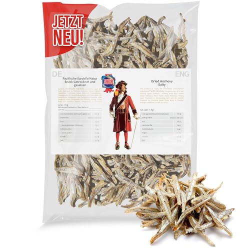 Pazifische Sardellen 1kg - Fisch Jerky I High Protein I Snacks I Trockenfisch Omega 3 I Beef Jerky, Trockenfleisch & Chips Snack Alternative von MSDM