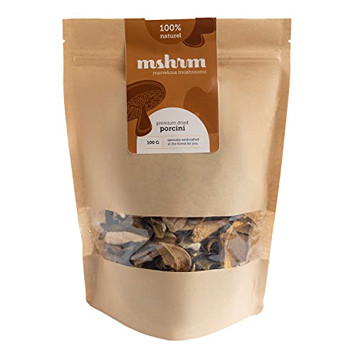 MSHRM Getrocknete Steinpilze 100g - Klasse 1 - Getrocknete Pilze in höchster Qualität zum Essen - Steinpilze getrocknet aus Nachhaltigem Anbau - Porcini Steinpilze getrocknet von MSHRM