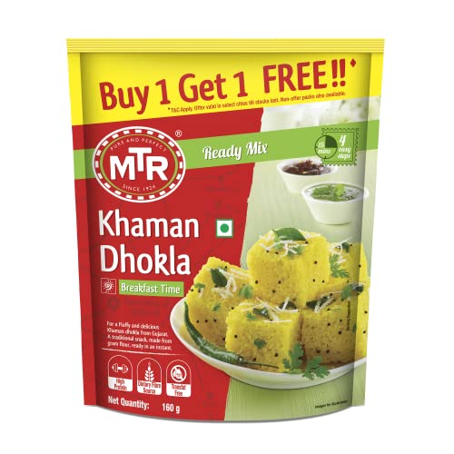 MTR Instant Khaman Dhokla Mix 160g/180g (Gewicht kann variieren) (1 kaufen und 1 gratis erhalten) von MTR