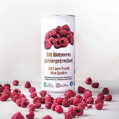 BIO Himbeeren gefriergetrocknet I Ganze Bruch I Wiederverschließbare Frischedose I Beeren Obst I 100g Inhalt von MÜSLI MÜHLE Kernig Kornig Knusprig