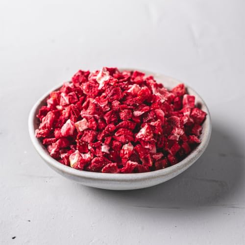 Bio Erdbeeren gefriergetrocknet I Würfel 5-10mm 100% Frucht I Trockenfrucht I Beeren Obst I 1000g Inhalt von MÜSLI MÜHLE Kernig Kornig Knusprig