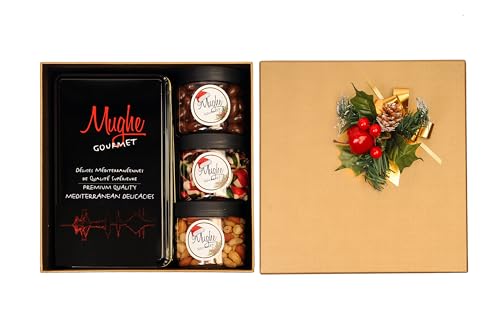 Mughe Gourmet Exklusive Gold Geschenkbox - Luxus-Geschenke für die Feiertage - Baklava, Türkische Delikatessen, Schokolade & Nüsse - Ideal für Weihnachten, Männer, Frauen und Familien von MUGHE GOURMET