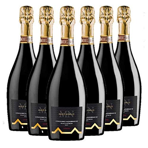 MUSTI NOBILIS Prosecco Conegliano Valdobbiadene, Extra Dry Millesimato, Schaumwein, Ideal als Apéro, zu Vorspeisen, Risotto, erste Gemüse- und Fischgerichte, 6 x 750 ml, Made in Italy, 11% Vol von MUSTI NOBILIS