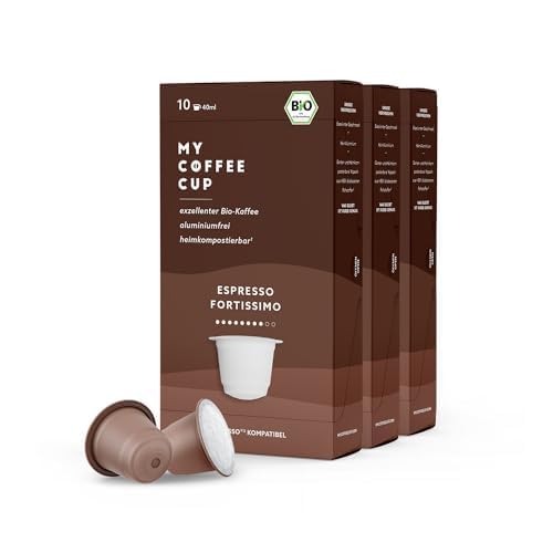 My Coffee Cup – ESPRESSO FORTISSIMO – BIO-KAFFEE 3 PACKUNGEN für Nespresso®³-Kapselmaschinen I 100% heim- und gartenkompostierbare I nachhaltig – 0% Alu von MY-COFFEE CUP