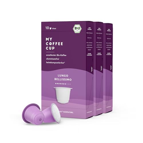 My Coffee Cup – LUNGO BELLISSIMO – BIO-KAFFEE I 30 Kaffeekapseln für Nespresso®³Kapselmaschinen I 100% heim- und gartenkompostierbare – 0% Alu von MY-COFFEE CUP