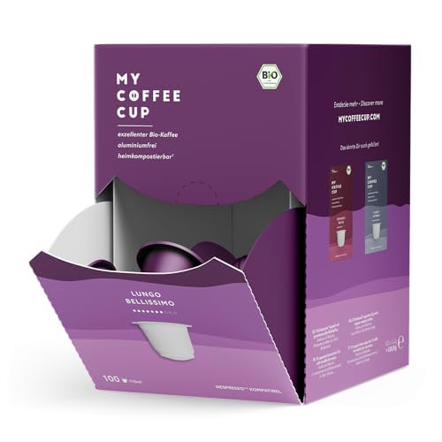 My Coffee Cup – MEGA BOX LUNGO BELLISSIMO – BIO-KAFFEE I Kaffeekapseln für Nespresso®³Kapselmaschinen I 100% heim- und gartenkompostierbare – 0% Alu von MY-COFFEE CUP