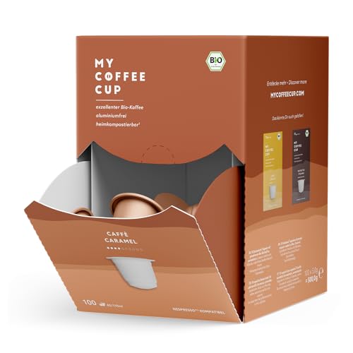 My Coffee Cup – MEGA BOX CAFFÈ CARAMEL – BIO-KAFFEE I Kaffeekapseln für Nespresso®³-Kapselmaschinen I 100% heim- und gartenkompostierbare Kaffeekapseln – 0% Alu und nachhaltige (100 Kapseln) von MY-COFFEE CUP