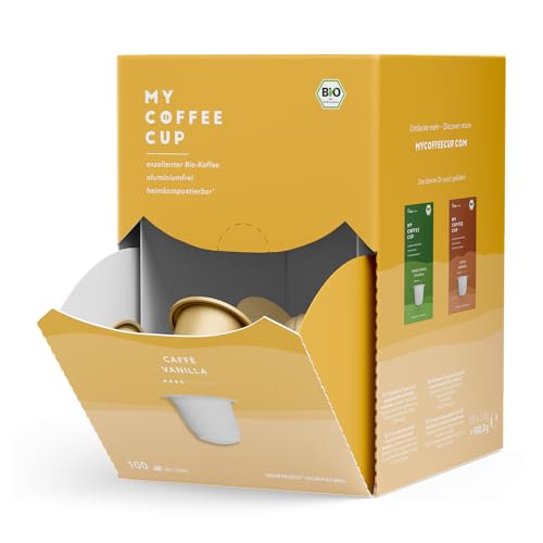 My Coffee Cup – MEGA BOX CAFFÈ VANILLA – BIO-KAFFEE I 100 Kaffeekapseln für Nespresso®³-Kapselmaschinen I 100% heim- und gartenkompostierbare und nachhaltig – 0% Alu von MY-COFFEE CUP