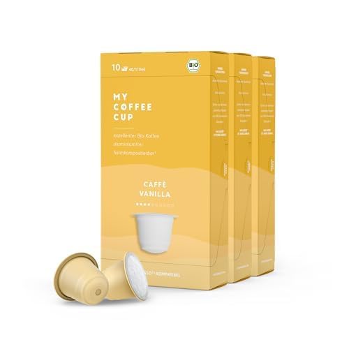 My Coffee Cup – CAFFÈ VANILLA – BIO-KAFFEE I 30 Kaffeekapseln für Nespresso®³-Kapselmaschinen I 100% heim- und gartenkompostierbare I nachhaltig – 0% Alu von MY-COFFEE CUP