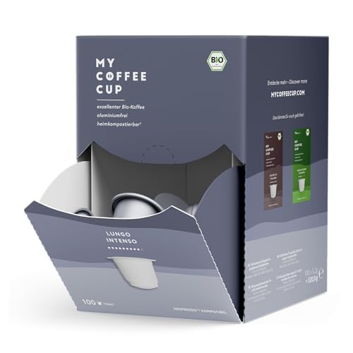 My Coffee Cup – MEGA BOX LUNGO INTENSO – BIO-KAFFEE I 100 Kaffeekapseln für Nespresso®³-Kapselmaschinen I 100% heim- und gartenkompostierbare I nachhaltig– 0% Alu von MY-COFFEE CUP