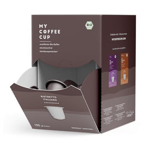 My Coffee Cup – MEGA BOX RISTRETTO ITALIANO – BIO-KAFFEE I 100 Kaffeekapseln für Nespresso®³-Kapselmaschinen I 100% heim- und gartenkompostierbare I nachhaltig – 0% Alu von MY-COFFEE CUP