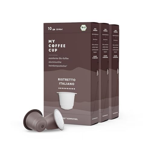 My Coffee Cup – RISTRETTO ITALIANO – BIO-KAFFEE 3 PACKUNGEN I 30 Kaffeekapseln für Nespresso®³-Kapselmaschinen I 100% heim- und gartenkompostierbare I nachhaltig – 0% Alu von MY-COFFEE CUP