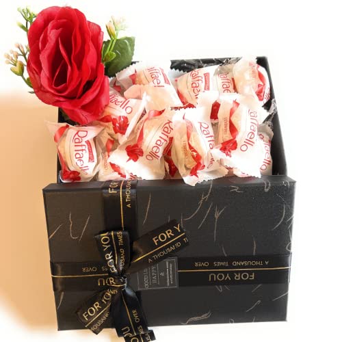 NARAMAKI® Cofanetto Cuore - Idea Regalo San Valentino - Scatola Elegante + 180gr Raffaello Ferrero Rocher + Rosa Decorativa Rossa - Confezione Regalo (SCATOLA CON RAFFAELLO) von MY