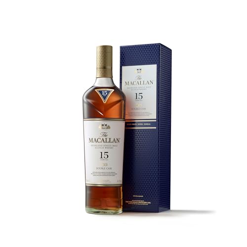 Macallan 15 Jahre, Double Cask, Single Malt Scotch Whisky, mit Geschenkverpackung, Noten von Trockenfrüchten, Toffee und Vanille, 40% Vol, 700ml Einzelflasche von Macallan