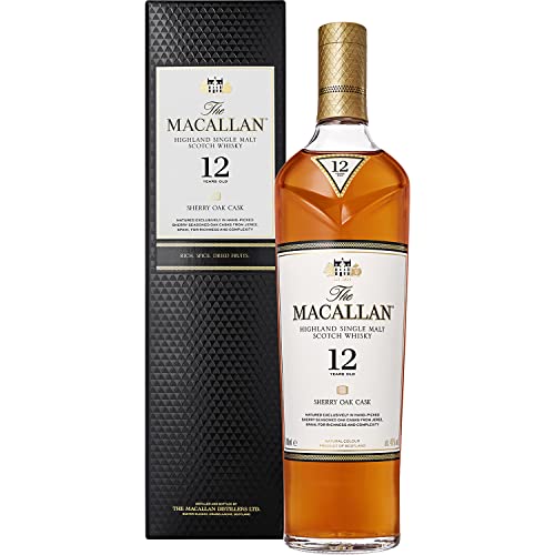 Macallan 12 Jahre, Sherry Oak, Single Malt Scotch Whisky, mit Geschenkverpackung, Noten von Trockenfrüchten, Gewürzen und Eiche, 40% Vol, 700ml Einzelflasche von Macallan