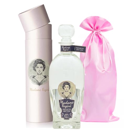 Madame Fagini Gin mit elegantem Beutel und Geschenkdose | Geschenkset für Frauen | 15 natürliche Botanicals | Das perfekte Geschenk, edle Flaschenform von Madame Fagini