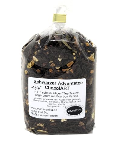 100g Schwarzer Adventstee ChocolART - mit Vanille und Kakaobruch von Madavanilla