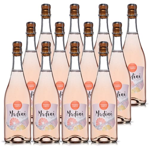 Madini Frizzante 9% vol. 750 ml | Prickelnder Schaumwein mit feiner Note von rosa Grapefruit | Pur oder als Basis für Cocktails | Aus Familien-Weingut MAD in Österreich (12er-Set) von Madini