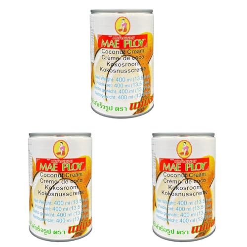 Mae Ploy Kokosnusscreme (ungesüßt), 400 ml (Packung mit 3) von Mae Ploy