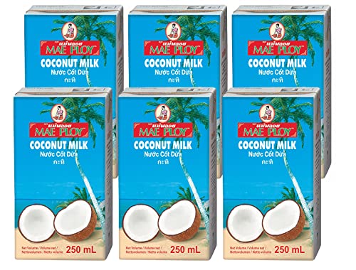 Mae Ploy Kokosnussmilch – Kokosmilch zum Kochen und Backen – Ideal für Desserts, Suppen, Smoothies und Cocktails – 6x250ml von Mae Ploy