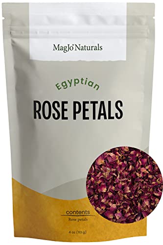 Red Rose Petals, Dried | Culinary Grade A | Egyptian fields in Faiyum | 4 Ounces (Quarter Pound) von MagJo