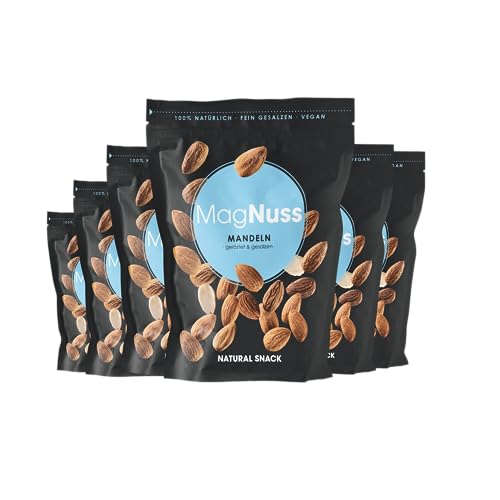 MagNuss Mandeln | Geröstete & gesalzene | 6x 200g-Packung | Knackige Mandelkerne | Hochwertiger veganer Snack von MagNuss