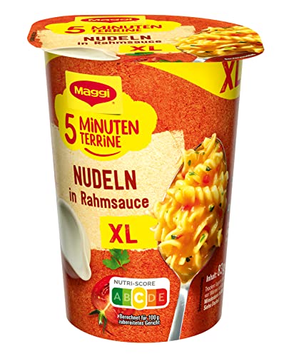 MAGGI 5 Minuten Terrine XL Nudeln in Rahmsauce, leckeres Fertiggericht, Instant Nudeln, mit Rahm, 1er Pack (1 x 83g) von Maggi