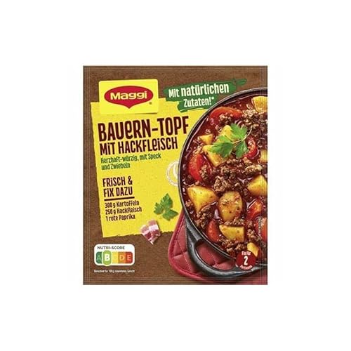 MAGGI Fix für Bauern-Topf mit Hackfleisch, Würzmischung, mit natürlichen Zutaten*, für 2 Portionen, 10er Pack (1 x 39g) von Maggi