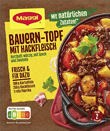 MAGGI Fix für Bauern-Topf mit Hackfleisch, Würzmischung, mit natürlichen Zutaten*, für 2 Portionen, 1er Pack (1 x 39g ) von Maggi