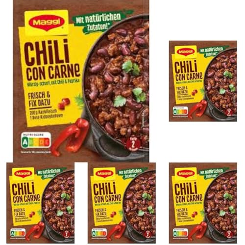 MAGGI Fix für Chili con Carne, Würzmischung, mit natürlichen Zutaten*, für 2 Portionen, 5er Pack (1 x 33g Packung) von Maggi