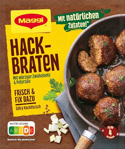 MAGGI Fix für Hackbraten, Würzmischung, mit natürlichen Zutaten*, für 4 Portionen (1 x 70g Packung) von Maggi