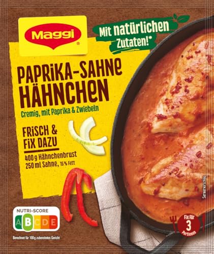 MAGGI Fix für Paprika-Sahne Hähnchen, Würzmischung, mit natürlichen Zutaten*, für 3 Portionen, 1er Pack (1 x 31g) von Maggi