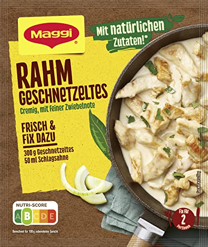 MAGGI Fix für Rahm Geschnetzeltes, Würzmischung, mit natürlichen Zutaten*, für 2 Portionen, 1er Pack (1 x 36g) von Maggi