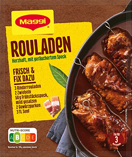 MAGGI Fix für Rouladen, Rinderrouladen mit Speck und Bratensoße, 1er Pack (1 x 33g) von Maggi