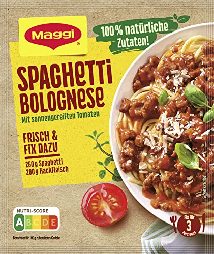 MAGGI Fix für Spaghetti Bolognese, Würzmischung, 100% natürliche Zutaten, für 3 Portionen, 10er Pack (1 x 36g Packung) von Maggi