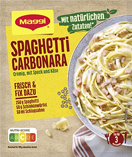 MAGGI Fix für Spaghetti Carbonara, Würzmischung, mit natürlichen Zutaten*, für 3 Portionen, 1er Pack (1 x 35g Packung) von Maggi