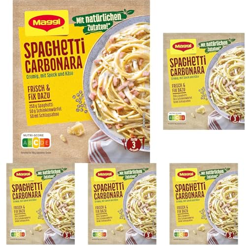 MAGGI Fix für Spaghetti Carbonara, Würzmischung, mit natürlichen Zutaten*, für 3 Portionen, 5er Pack (1 x 35g Packung) von Maggi