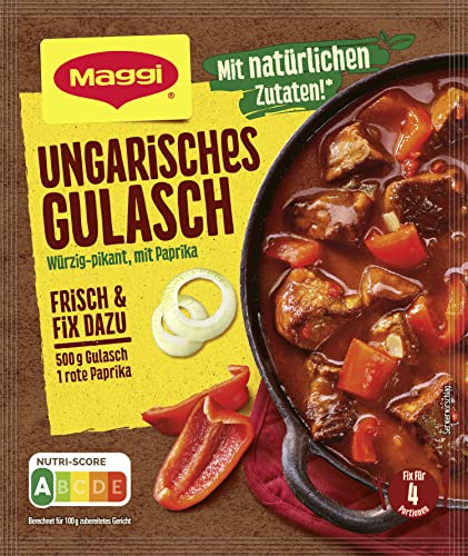 MAGGI Fix für Ungarisches Gulasch, Würzmischung, mit natürlichen Zutaten*, für 4 Portionen, 10er Pack (1 x 56g Packung) von Maggi