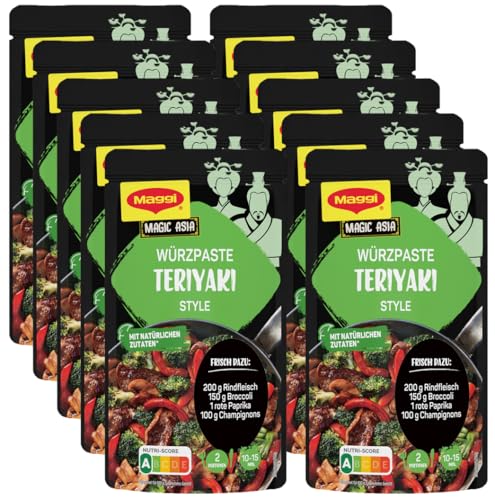 MAGGI Food Travel Würzpaste Teriyaki Style (Ohne Konservierungsstoffe, Vegetarisch), 10er Pack (10 x 65g) von Maggi